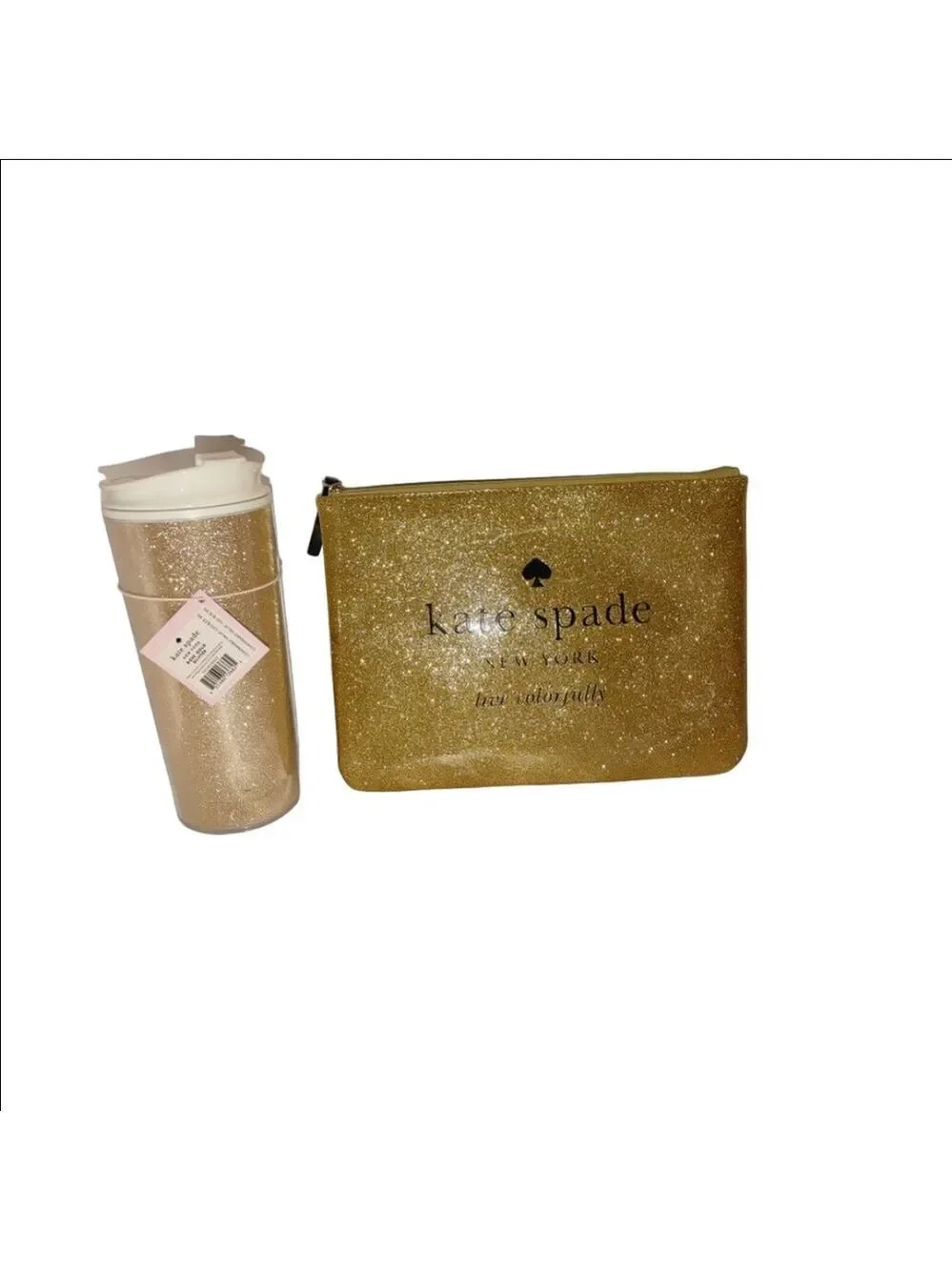 Kate Spade New York Gia Glitter Pouch & Tumbler